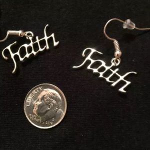 Silver tone letters " Faith" earrings. 2/$10